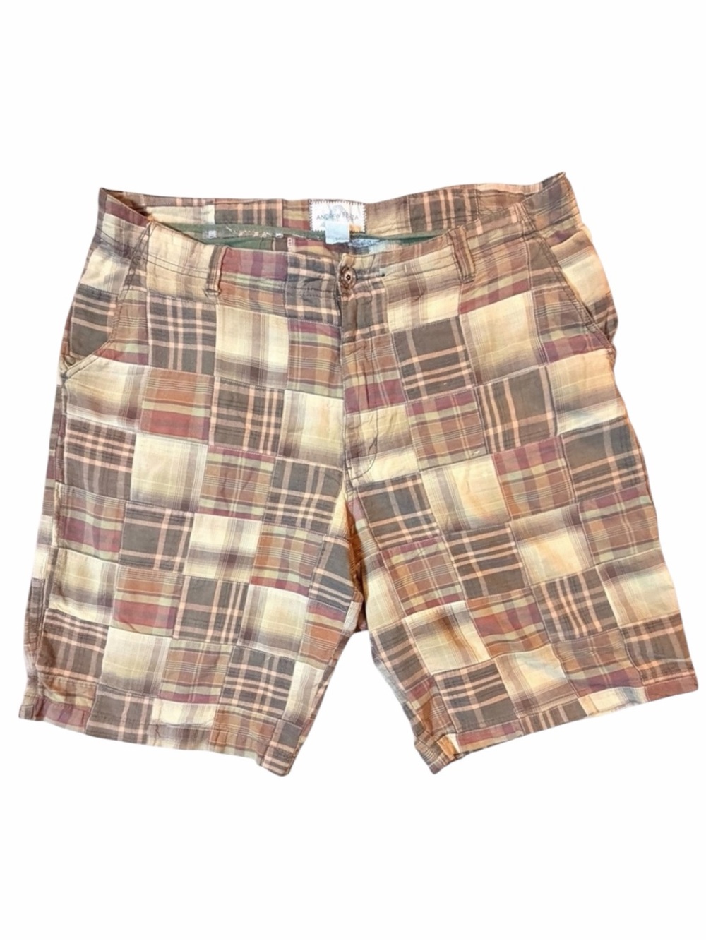 Andrew Fezza Madras Patchwork Plaid Shorts‎ Men’s 40 100% Cotton Preppy Golf